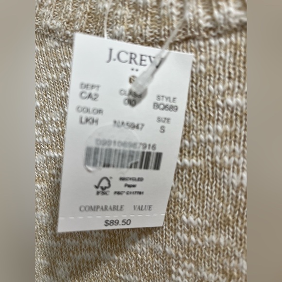 J. Crew Crewneck Beach Sweater light khaki Knit Pullover Size Small NEW cotton - Picture 9 of 9